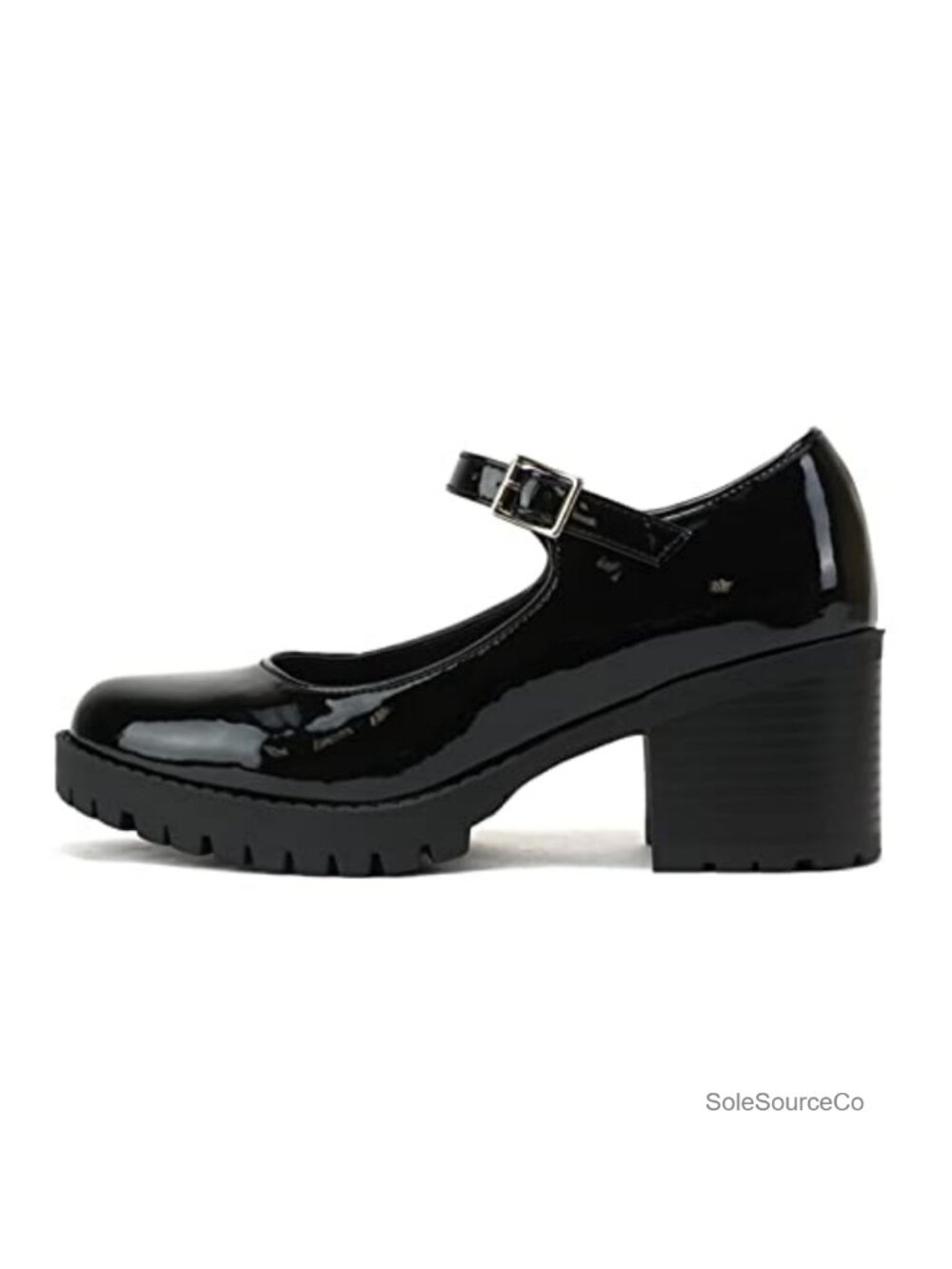 Women's Mary Jane Pump Round Toe Chunky Block Heel Adjustable Strap